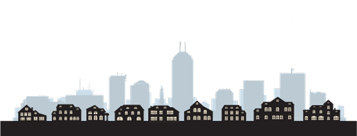Skyline with "Post Realty Service" text above.