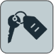 Key with attached rectangular tag icon.